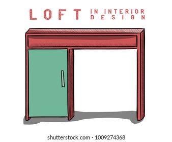 Table in turquoise and pink colors. Loft in interior design eps 10 illustration
