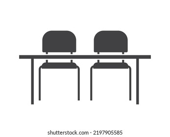 table and two chairs , classroom, school desk- vector illustration