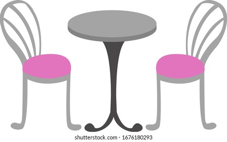 Table for two, illustration, vector on white background.