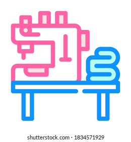 table with typewriter and fabrics color icon vector. table with typewriter and fabrics sign. isolated symbol illustration