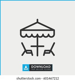 table under umbrella icon. simple outline table under umbrella vector icon. on white background.