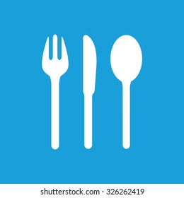 Table utensil icon, white simple image isolated on blue background