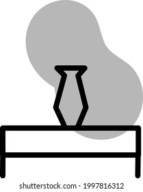 Table with vase, illustration, on a white background.