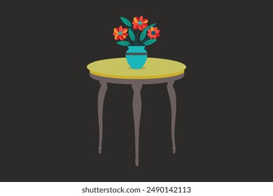 A table vector art with silhouette