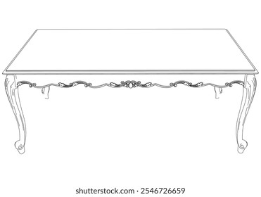 Vector de mesa para manualidades de bricolaje, libros para colorear y Diseño gráfico. Ilustración de decoración del hogar antiguo elegante