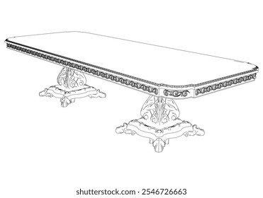 Vector de mesa para manualidades de bricolaje, libros para colorear y Diseño gráfico. Ilustración de decoración del hogar antiguo elegante