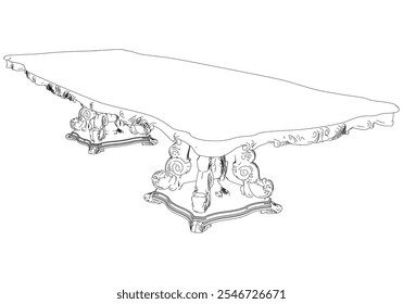 Vector de mesa para manualidades de bricolaje, libros para colorear y Diseño gráfico. Ilustración de decoración del hogar antiguo elegante