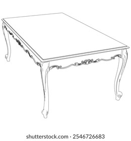 Vector de mesa para manualidades de bricolaje, libros para colorear y Diseño gráfico. Ilustración de decoración del hogar antiguo elegante