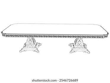 Vector de mesa para manualidades de bricolaje, libros para colorear y Diseño gráfico. Ilustración de decoración del hogar antiguo elegante