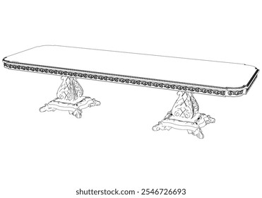 Vector de mesa para manualidades de bricolaje, libros para colorear y Diseño gráfico. Ilustración de decoración del hogar antiguo elegante