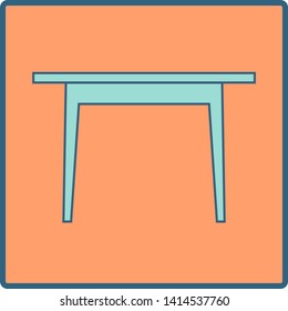 Table vector flat icon in a square frame on color background