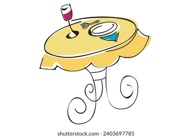 Table vector. Food and table vector image, dinner, lunch or breakfast food table.