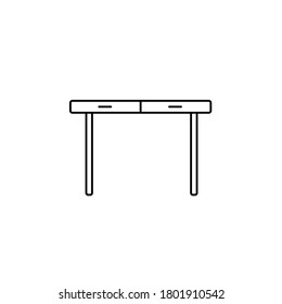 Ilustración vectorial de tabla aislada en fondo blanco. Icono de Escritorio simple en línea negra para sitio de muebles.