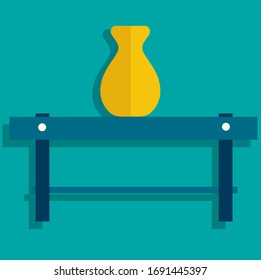 vectores de mesa, ilustración interior, vectores de mobiliario verde.