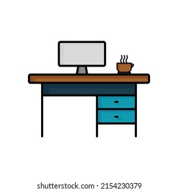 table vector with screen. Suitable for workspace symbol. Filled line icon style. simple design editable. Design simple illustration