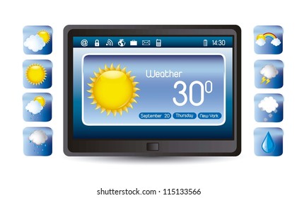 Table Weather Icons Over White Background Stock Vector (Royalty Free ...