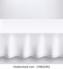 Table with a white cloth. Vector illustration.