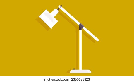 Aparato elegante de lámpara blanca de mesa, ilustración vectorial de dispositivo de iluminación. Lámparas modernas de metal o de plástico. La decoración de la casa, de la habitación o del estudio es de estilo loft. Elemento para el diseño interior de la casa o de la oficina