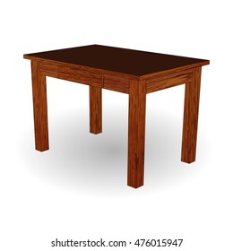 Table wood isolated side view. Vector illustration on a white background.