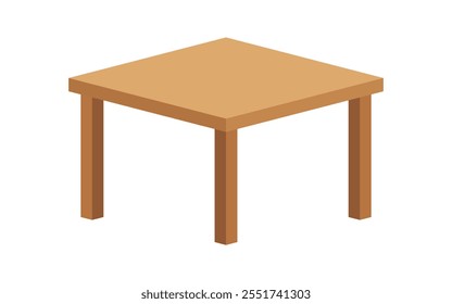 table wood isometric, tabletop simple, kitchen stand furniture, desk with platform and legs, dining wooden tabletop