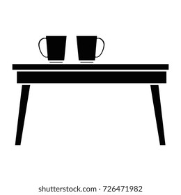 table wooden with coffee cups
