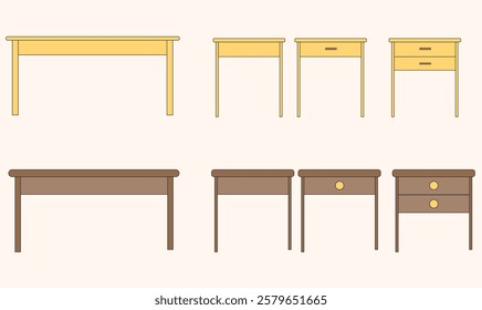 
Table wooden design set for use.