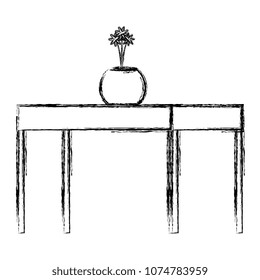table wooden with flower vase