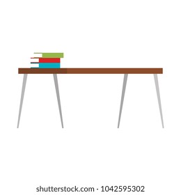 table wooden with pile books