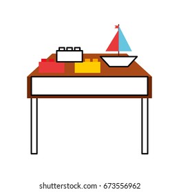 table wooden with toys