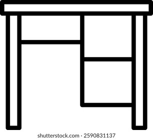 Table Work Line Icon. Work table vector, office desk icon, modern worktable design, workspace furniture line illustration, professional workstation symbol