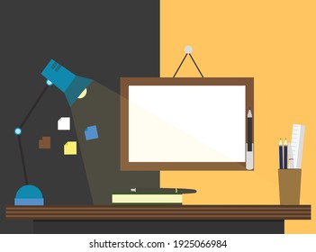 Table for workplace design,Flat design vector illustration 