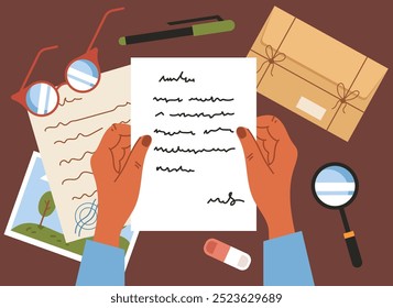 Concepto de organización de la lista de verificación del escritorio de negocios de la escuela de trabajo de mesa. Ilustración de Diseño gráfico plano de Vector