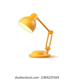 Table yellow 3d lamp. Electric device for workplace lighting. Realistic rendering for education, workflow, and business concepts.