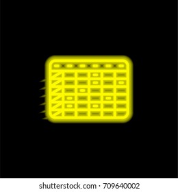 Table yellow glowing neon ui ux icon. Glowing sign logo vector