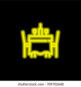 Table yellow glowing neon ui ux icon. Glowing sign logo vector