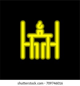 Table yellow glowing neon ui ux icon. Glowing sign logo vector
