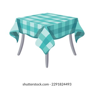 Tablecloth blue textile on table icon isolated