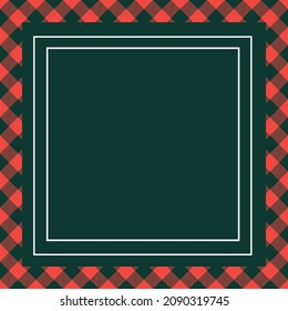 Tablecloth design template with classic vichy pattern. Vector illustration. Square decorative print in red and green colors