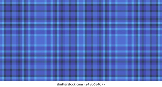 Tablecloth fabric seamless vector, multicolor pattern check texture. Many tartan plaid textile background in blue and cyan color.