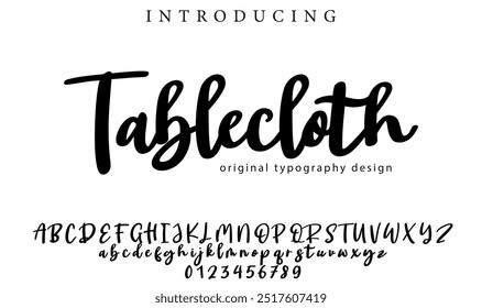 Tischdecke Font Stilvoller Pinsel gemalt ein Großbuchstaben, Vektorbuchstaben, Alphabet, Schriftart
