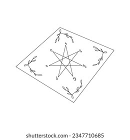 Tablecloth hand drawn art. Sketch. Vector illustration on the theme tarot in doodle style.