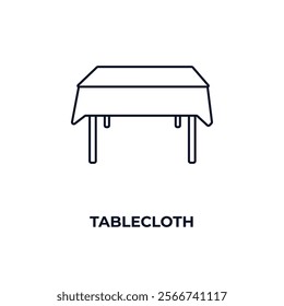 tablecloth outline icon. Linear vector from kitchen concept. Thin line tablecloth icon isolated on white background