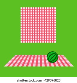 Tablecloth for a picnic, isolated, vector illustration