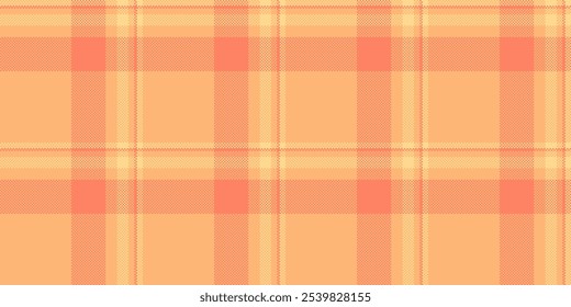 Mantel textura inconsútil a cuadros, fondo de Vector de patrón de cortina. Preciosa tela de cuadros de textil tartán en la paleta de colores naranja y rojo.