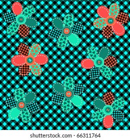Tablecloth with sewing patches and buttons