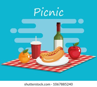 tableclothes picnic with food scene