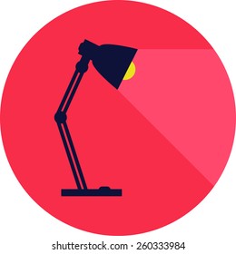 table-lamp, desk lamp,  reading-lamp with light,  flat style vector illustration