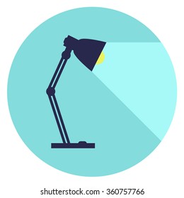 table-lamp, desk lamp,  reading-lamp with light,  flat style vector illustration.