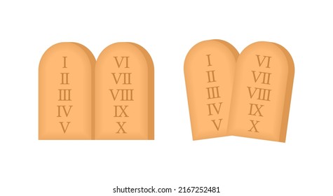 Tables of the covenant. God s law. Ancient stone. Vector logo