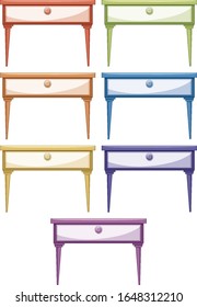 Tables in different colors illustration